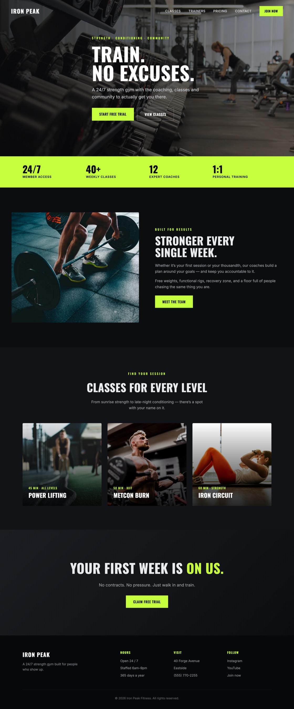 Fitness gym website design concept