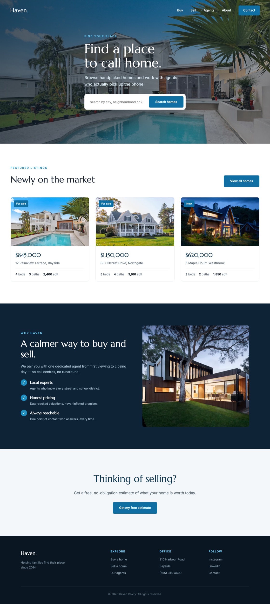Real estate website design concept