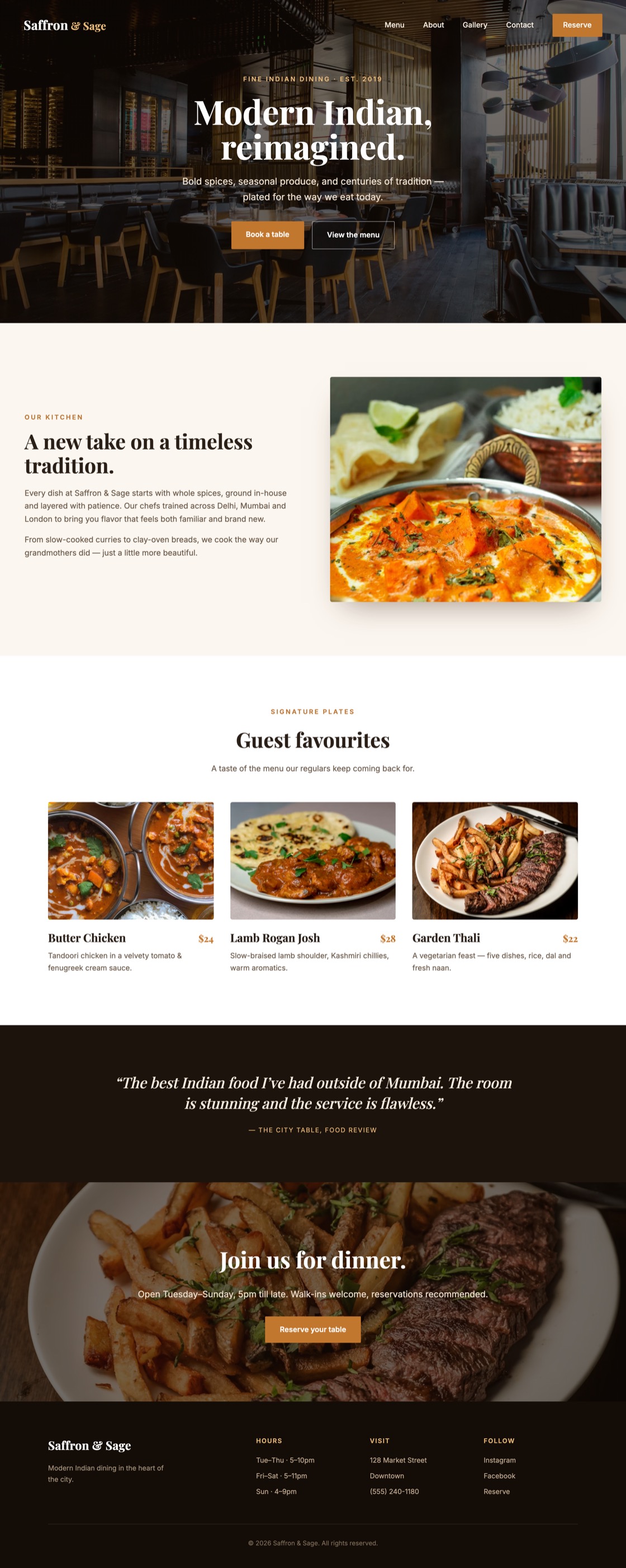 Restaurant website design concept